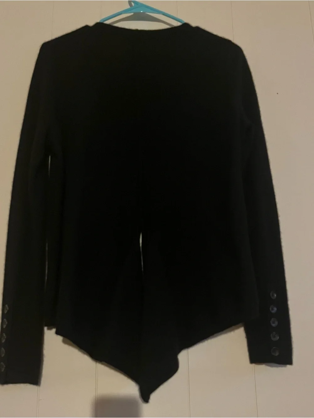 360 Cashmere Black Open-Front Draped Cardigan